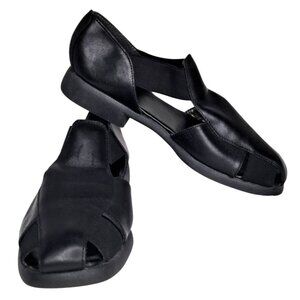 Vintage Cabin Creek Womens Size 7 Black Leather Slip On Fisherman Sandals Classi